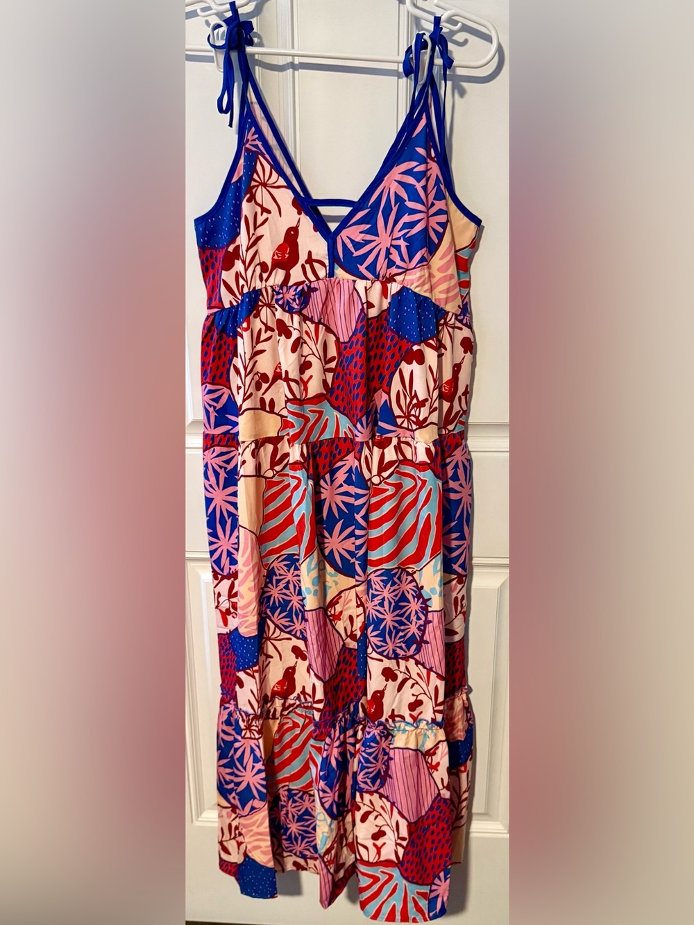 Umgee Bold Multi-Color Printed Maxi Dress in Blue, Red, Pink, Cream